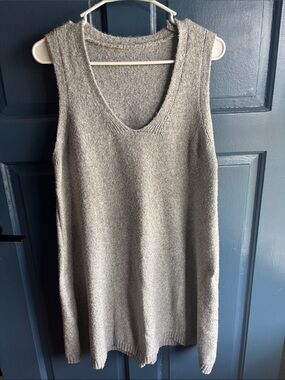 SHEIN Gray Sleeveless V-Neck Knit Tunic Dress